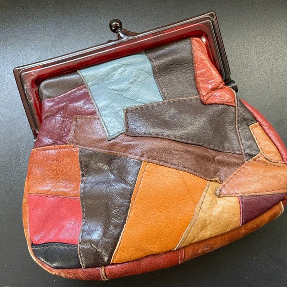 Vintage Leather Patchwork Leather Clutch Purse - Picture 2 of 16